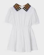 Image 1 of 2: Burberry Girl's Alesea Check Rib Polo Dress, Size 6M-24M