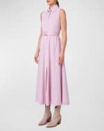 Image 4 of 5: Akris Cotton Denim Midi Shirtdress with Sporty Belt