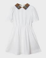 Image 1 of 4: Burberry Girl's Alesea Check Rib Polo Dress, Size 3-14