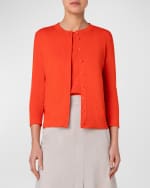 Image 2 of 5: Akris Sea Island Knit Cardigan with Hemstitch Detail