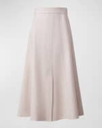 Image 1 of 5: Akris Cotton Denim Pleated Midi Skirt