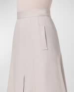 Image 5 of 5: Akris Cotton Denim Pleated Midi Skirt