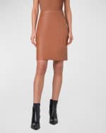 Image 2 of 5: Akris Lambskin Leather Short Pencil Skirt