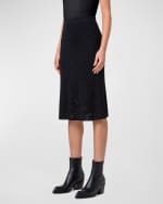 Image 4 of 5: Akris Wool-Silk Blend Knit Midi Skirt with Stars Intarsia Detail