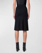 Image 3 of 5: Akris Wool-Silk Blend Knit Midi Skirt with Stars Intarsia Detail