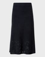 Image 1 of 5: Akris Wool-Silk Blend Knit Midi Skirt with Stars Intarsia Detail
