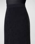 Image 5 of 5: Akris Wool-Silk Blend Knit Midi Skirt with Stars Intarsia Detail