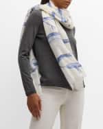 Image 3 of 4: Akris Kasuri Birds Print Cashmere Silk Scarf