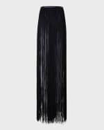 Image 1 of 5: Akris Thin Leather Belt with Long Fringes