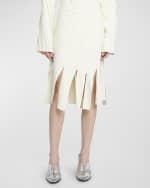 Image 2 of 6: Bottega Veneta Fluid Stretch Striped Asymmetric Cutaway Midi Skirt