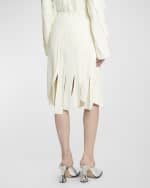Image 4 of 6: Bottega Veneta Fluid Stretch Striped Asymmetric Cutaway Midi Skirt