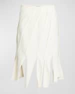 Image 1 of 6: Bottega Veneta Fluid Stretch Striped Asymmetric Cutaway Midi Skirt