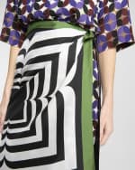 Image 6 of 6: Dries Van Noten Scarfy Printed Wrap Midi Skirt