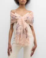 Image 2 of 3: Janavi Multi-Color Peonies Cashmere & Silk Scarf