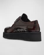 Image 3 of 6: Prada Leather Lace-Up Oxford Flatform Loafers