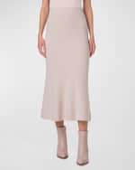 Image 2 of 5: Akris Ribbed Cashmere Godet Midi Skirt