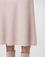 Image 5 of 5: Akris Ribbed Cashmere Godet Midi Skirt