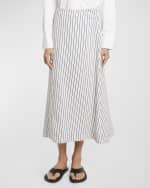 Image 2 of 6: Proenza Schouler White Label Georgie Striped A-line Midi Skirt