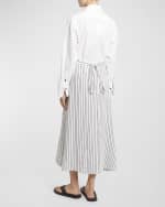 Image 3 of 6: Proenza Schouler White Label Georgie Striped A-line Midi Skirt