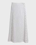 Image 1 of 6: Proenza Schouler White Label Georgie Striped A-line Midi Skirt