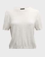 Image 1 of 6: Le Superbe Short-Sleeve Cashmere Crewneck Top