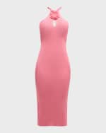 Image 1 of 6: Le Superbe Eve Flower Halter Midi Dress