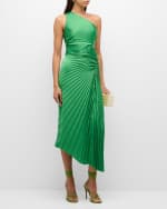 Image 5 of 6: A.L.C. Dahlia Pleated One-Shoulder Maxi Dress
