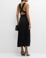 Image 4 of 6: A.L.C. Everly Pleated Plunge-Neck Midi Dress