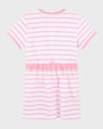 Image 2 of 2: Givenchy Girl's Embroidered Logo Stripe Short-Sleeve Dress, Size 4-5