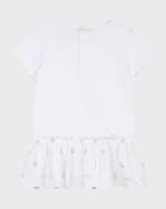 Image 2 of 2: Givenchy Girl's Metallic Logo 4G Short-Sleeve Dress, Size 12M-3