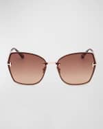 Image 4 of 5: TOM FORD Nickie Metal Butterfly Sunglasses
