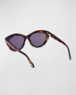 Image 2 of 5: TOM FORD Toni Acetate Oval Sunglasses