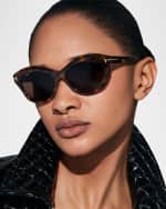Image 5 of 5: TOM FORD Toni Acetate Oval Sunglasses