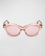 Image 4 of 5: TOM FORD Toni Acetate Oval Sunglasses