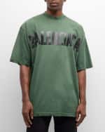 Image 3 of 6: Balenciaga Men's Taped-Logo Distressed T-Shirt