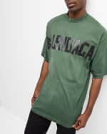 Image 4 of 6: Balenciaga Men's Taped-Logo Distressed T-Shirt