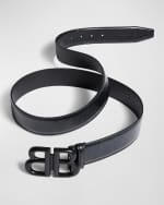 Image 1 of 2: Balenciaga Men's Monaco BB Logo Calfskin Belt