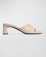 Image 1 of 6: Balenciaga Dutyfree Leather Logo Mule Sandals