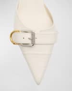 Image 4 of 6: Givenchy Voyou Leather Buckle Slingback Pumps