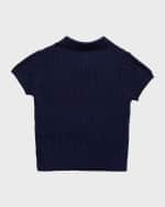 Image 2 of 3: Ralph Lauren Childrenswear Girl's Cotton Mini Cable-Knit Short-Sleeve Polo Sweater, Size 3-6X