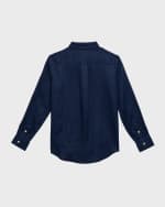Image 2 of 3: Ralph Lauren Childrenswear Boy's Linen Long-Sleeve Button-Front Shirt. Size 2-7