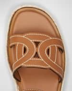 Image 3 of 4: Tod's Leather Chain Flatform Espadrille Sandals