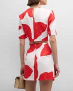 Image 4 of 7: Milly Grand Foliage Jacquard Crop Top