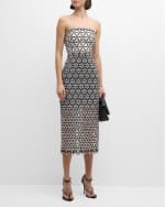 Image 2 of 6: Milly Strapless Geometric Lace Midi Dress