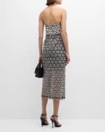 Image 4 of 6: Milly Strapless Geometric Lace Midi Dress