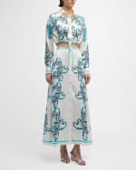 Image 2 of 8: Cynthia Rowley Cropped Floral-Print Tie-Front Shirt