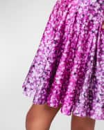 Image 3 of 4: Terez Girl's Star Confetti Hi-Shine Cap-Sleeve Mini Skater Dress, Size 2T-12