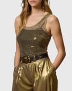 Image 2 of 5: Ralph Lauren Collection Embellished Mesh Knit Tank Top