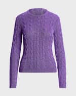 Image 2 of 5: Ralph Lauren Collection Cable-Knit Silk Crewneck Sweater