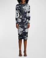 Image 2 of 5: Ralph Lauren Collection Floral Jacquard Sweater Day Dress